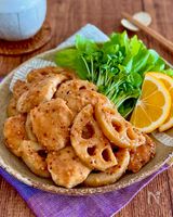 鶏むね肉とれんこんのハニーマスタードソテー