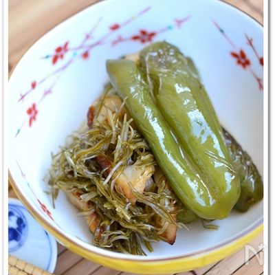 ピーマンと竹輪のきざみ昆布の煮浸し