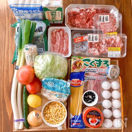 7日間の食材の集合写真