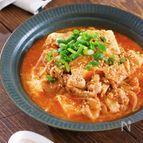 煮るだけ5分♪『豚バラ豆腐ともやしの韓国風ごま味噌スープ』