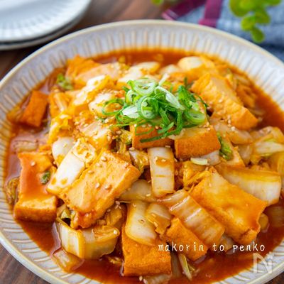 ご飯もお酒も進む!厚揚げと白菜のオイスターコチュジャン炒め