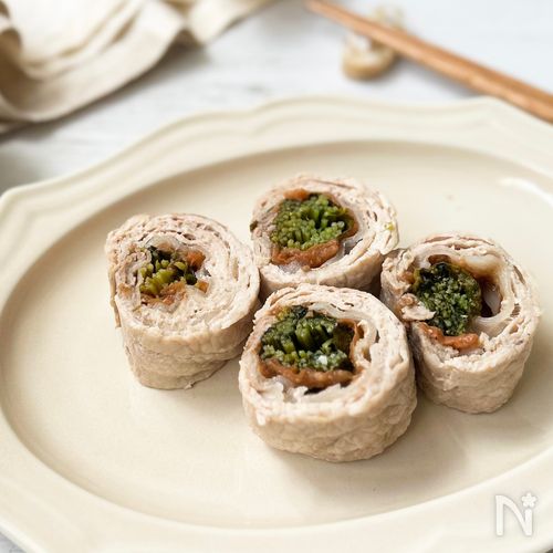 衝撃的な簡単さ！【豆苗と梅の豚ロール】