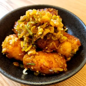 ぱんだの作ってみた!投稿(油は大さじ2♪むね肉で作る♪『揚げない鶏唐の甘酢ごまあえ』)