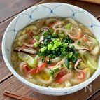ねぎカニカマあんかけうどん