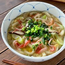 ねぎカニカマあんかけうどん