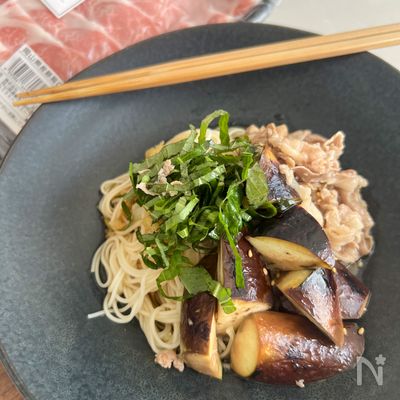 豚肉とナスのぶっかけそうめん