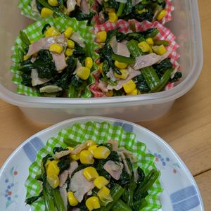 かめちゃん🐢の作ってみた!投稿(【ほうれん草とベーコンのバター醤油炒め】お弁当にも♪)