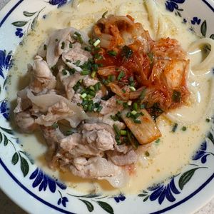 まさの作ってみた!投稿(【天才的に旨い♡レンジで完成！冷やし豚キムチ豆乳うどん】簡単)