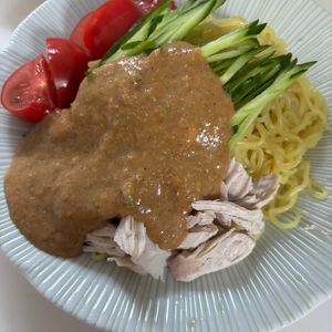 yの作ってみた!投稿(【バンバンジー麺】ごまダレが旨い！ささみはレンジでラク)