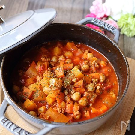 Staub 根菜とひよこ豆の減塩チリコンカン By ひなちゅん レシピサイト Nadia ナディア プロの料理家のおいしいレシピ