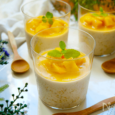 楽しく簡単♪なめらか濃厚な味わい豆乳クリームマンゴープリン