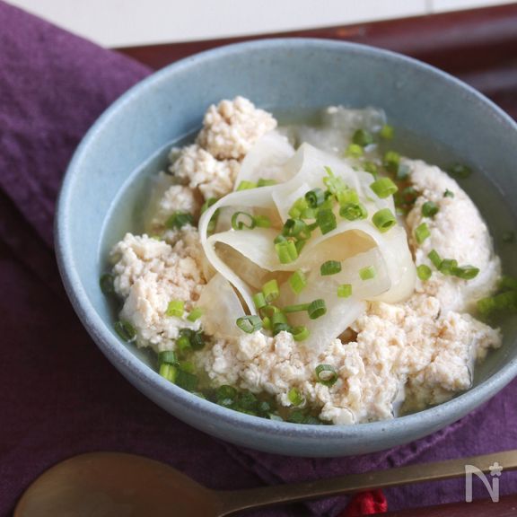 包丁いらず＆ヘルシー優しい♪ふわふわお肉の大根ヌードルスープ