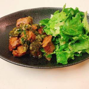 りんの作ってみた!投稿(揚げない♪居酒屋風『ネギ塩レモンだれ de 砂ずりの唐揚げ』)