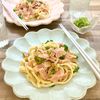 のりのり🐾🎀🤍の作ってみた!投稿(がつんとウマい！【ベーコンとピーマンのガリバタ焼きうどん】)