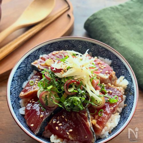 【かつおの漬け丼】めんつゆで簡単・時短!