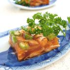 塩麹漬け鶏胸肉の昆布麺つゆ煮ごり風前菜