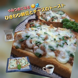サトちゃんの作ってみた!投稿(【ひきわり納豆とチーズのトースト】やみつきトースト♪)