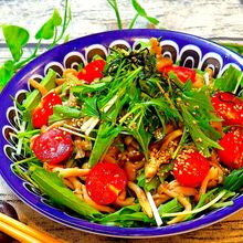 【夏はさっぱり!!】水菜ときのこの中華サラダ