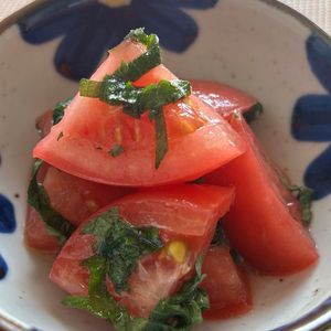 Mioの作ってみた!投稿(汁まで飲みほす美味しさ♡トマトと大葉のだしマリネ)