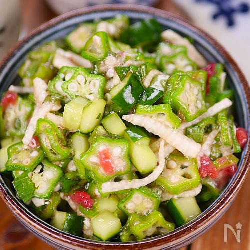 涼しくて甘酸っぱ～い夏の副菜から🎐ネバネバ夏野菜サラダ🥗