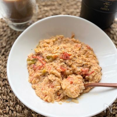 痩せごはん♪【トマトとツナのオートミールクリームリゾット】