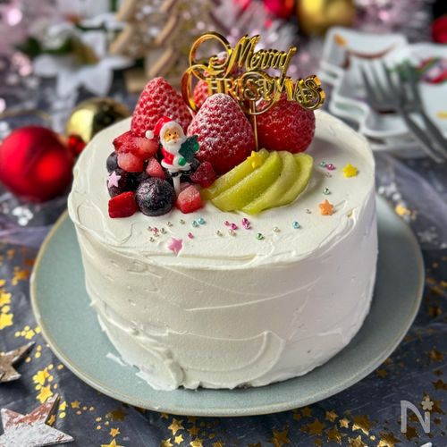 【豆腐と米粉のショコラカステラで作るクリスマスケーキ】