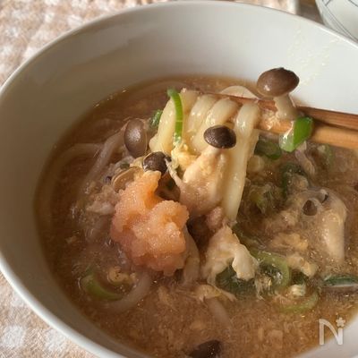 【うどんレシピ】ふわトロ卵のたらこうどん♪