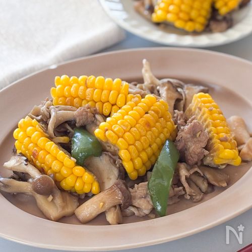 豚肉とキノコのガリバタ炒め