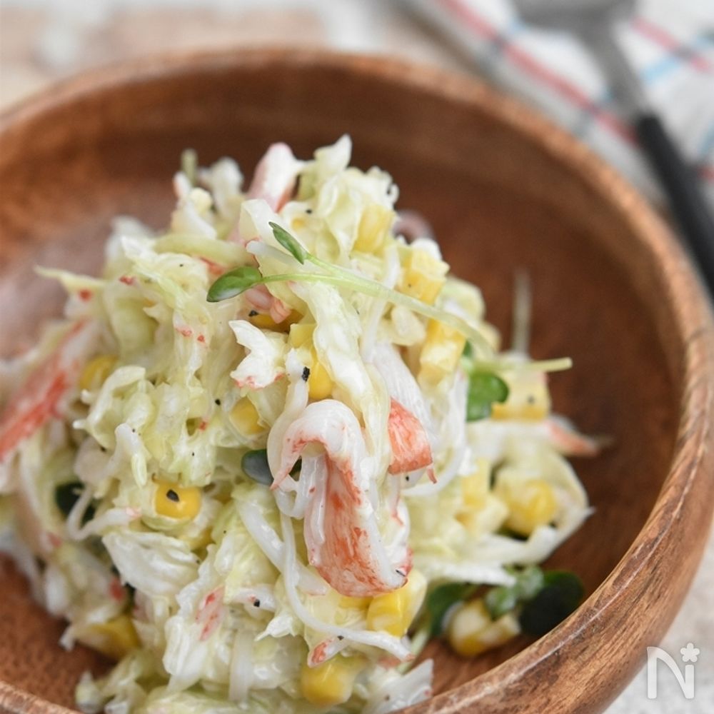 キャベツとカニかまのコールスローサラダ【作り置き】 レシピサイトNadia
