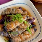 レンジで超簡単【生姜香るなすの甘辛肉巻き】