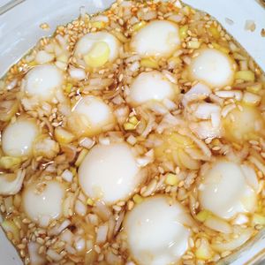 ゆみの作ってみた!投稿(【うずらの卵のネギだれ漬け】お酒が進むこと間違いなし♪)