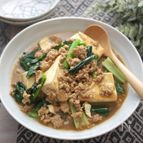 【高たんぱく節約おかず】ひき肉豆腐のカレーあんかけ