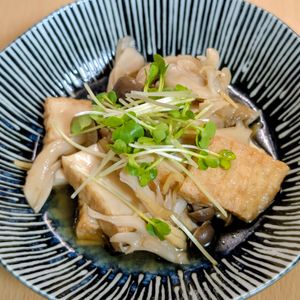 まゆのの作ってみた!投稿(【きのこと厚揚げの煮びたし】身近な食材で♪)