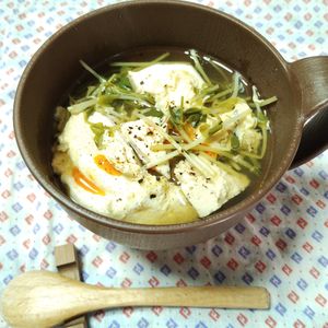 M＊Pの作ってみた!投稿(さっぱり旨辛『豆腐と豆苗のサンラータン風スープ』)