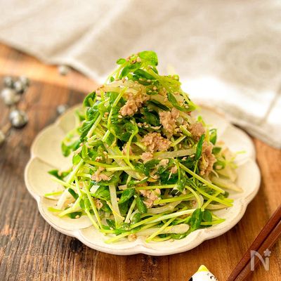 超ヘルシー♪&激うま♡【豆苗のもやしツナ和え】