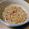 ももの作ってみた!投稿(同時茹で！おかか香るもやしとハムの春雨の中華風)