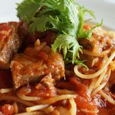 鯖のトマトソースパスタ