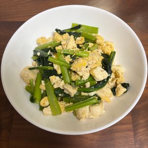 さらの作ってみた!投稿(【小松菜と豆腐とじゃこの卵炒め】栄養満点パパッと1品◎)