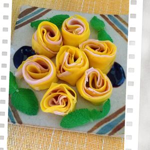 チョロリスの作ってみた!投稿(コリンキーと生ハムで薔薇サラダ)
