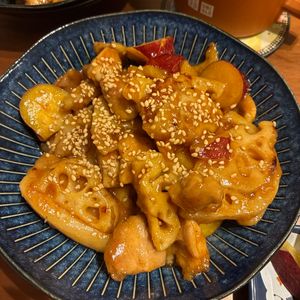 1169387の作ってみた!投稿(さつまいもと蓮根と鶏肉の甘酢炒め☆食感が楽しい♩絶品おかず)