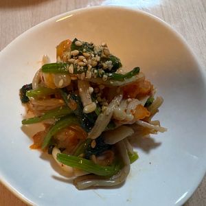 1224899の作ってみた!投稿(ほうれん草とえのきの《韓国風♡腸活♡キムチサラダ》)