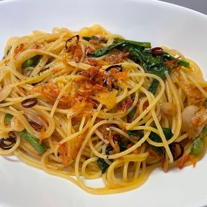 食いしん坊太郎の作ってみた!投稿(独特の風味が食欲をそそる【つるむらさきの和風パスタ】)