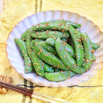 レンジで簡単おかず♡『スナップエンドウのナムル』