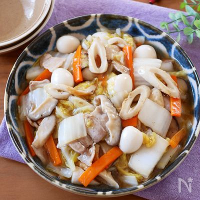 【白菜と豚バラの中華あんかけ】ご飯に乗せて中華丼にも♪