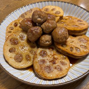 MYHRの作ってみた!投稿(甘辛照り焼き【シャキシャキ蓮根のはさみ焼き】)