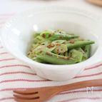 スナップえんどうとキャベツの粒マスケチャップ和え 