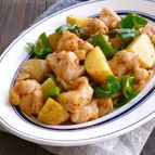 鶏肉と新じゃがとピーマンのにんにくレモンマスタード炒め