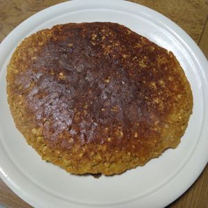 ももの作ってみた!投稿(すぐできる！バナナ×きなこ×オートミールのふわもちパンケーキ)