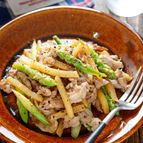 豚こまとアスパラポテトのにんにく醤油ソテー【#簡単 #節約】