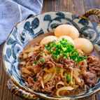 丼にしても♪ゆで卵と牛こまで牛すき煮